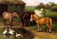 Edgar Hunt - Ponies By A Pond